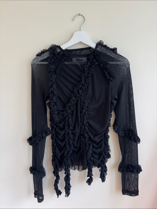 MM6 Maison Martin Margiela Tops - Mm6 maison Margiela Black Ruffle Sheer Long Sleeve Top